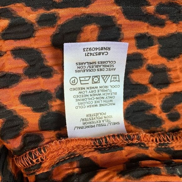 Loft Leopard Print Smock High Neck Long Sleeve Blouse - Picture 5 of 7